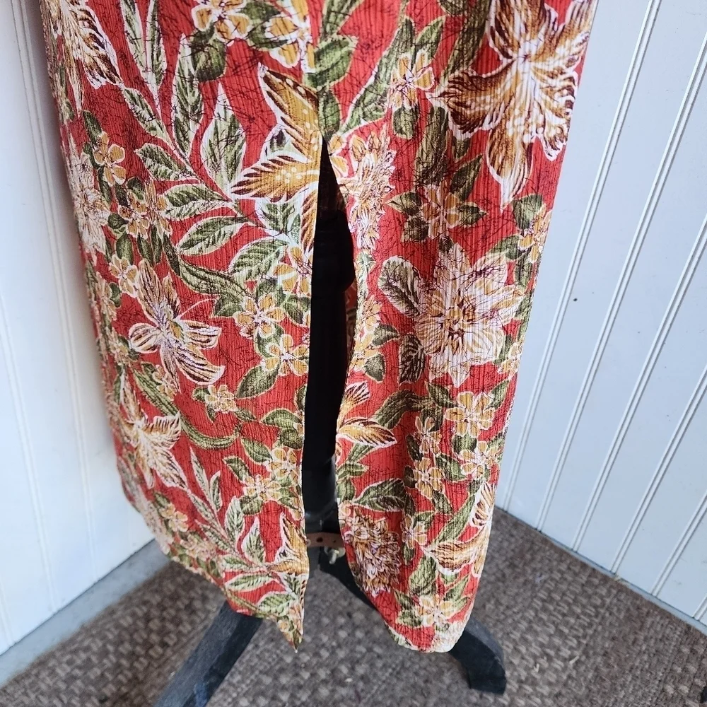 NWT Style & Co. Collection Dress 100% Silk Maxi Tilts & Liner Tropical Red 10P